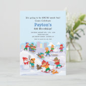 Winter-Spaß in der Schnee-Einladung Einladung (Stehend Vorderseite)