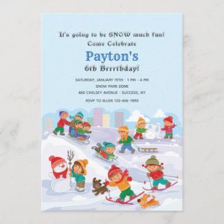 Winter-Spaß in der Schnee-Einladung Einladung