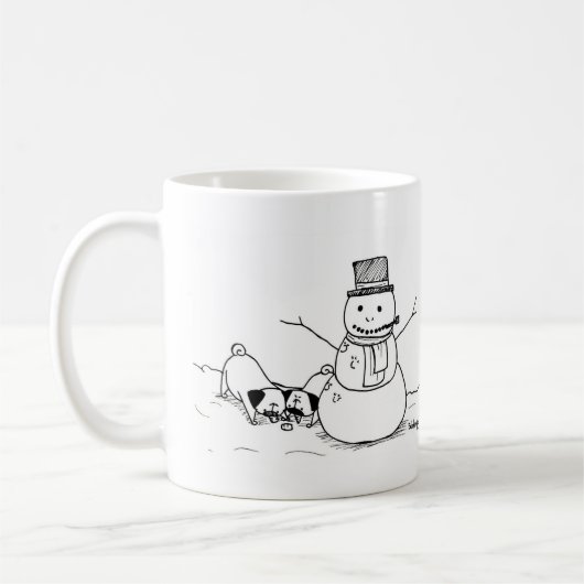 Winter-Spaß-Möpse Kaffeetasse (Links)