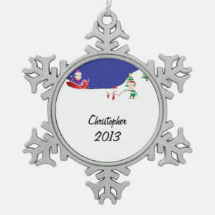 Winter-Spaß Schneeflocken Zinn-Ornament