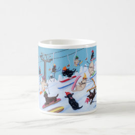 Winter-Spaß Ski fahrende Labradors Malerei Kaffeetasse