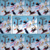 Winter-Spaß Ski fahrendes Labradors Stoff (Kachel)