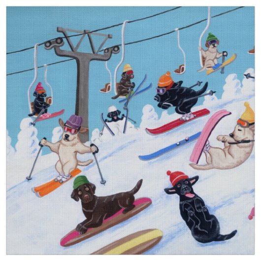 Winter-Spaß Ski fahrendes Labradors Stoff (Muster)