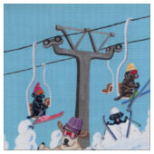 Winter-Spaß Ski fahrendes Labradors Stoff (Nahaufnahme)