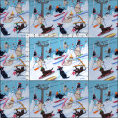 Winter-Spaß Ski fahrendes Labradors Stoff (Kachel)