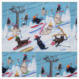 Winter-Spaß Ski fahrendes Labradors Stoff