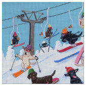Winter-Spaß Ski fahrendes Labradors Stoff (Nahaufnahme)