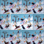 Winter-Spaß Ski fahrendes Labradors Stoff (Kachel)