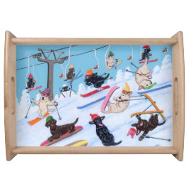 Winter-Spaß Ski fahrendes Labradors Tablett