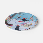 Winter-Spaß-Weihnachten Ski fahrendes Labradors Pappteller (Schrägansicht)