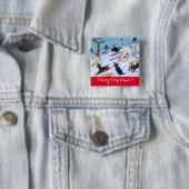 Winter-Spaß-Weihnachtenski fahrende Labradors Button (Beispiel)