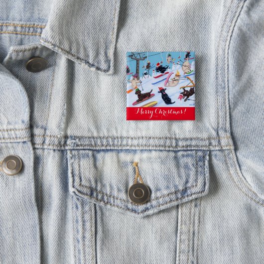 Winter-Spaß-Weihnachtenski fahrende Labradors Button (Beispiel)