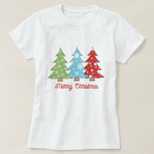 Winter Spaß Weihnachtsbaum Print T-Shirt, Ferien W T-Shirt