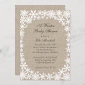 Winter-Spitze auf Leinwand-Babyparty-Einladung Einladung (Vorne/Hinten)