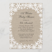 Winter-Spitze auf Leinwand-Babyparty-Einladung