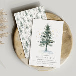 Winter Splendor | Einladung von Feiertagen<br><div class="desc">Laden Sie Freunde oder Kollegen ein, um die Saison mit diesen eleganten Cocktail-Party Einladungen zu feiern. Das Design zeigt Ihre Veranstaltungsdetails in schicken, grauen Schriftzeichen, mit einer Aquarellbilderung eines schneebedeckten Kiefernbaums, der mit Sternen verziert ist. Passen Sie diese elegante Einladung mit Ihrem Veranstaltungstyp an und machen Sie sie perfekt für...</div>