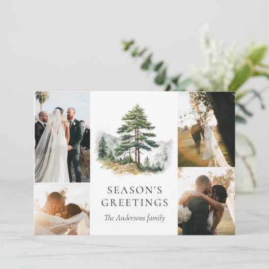 Winter Splendor Weihnachtsfeiertag FotoCollage Einladung (Stehend Vorderseite)