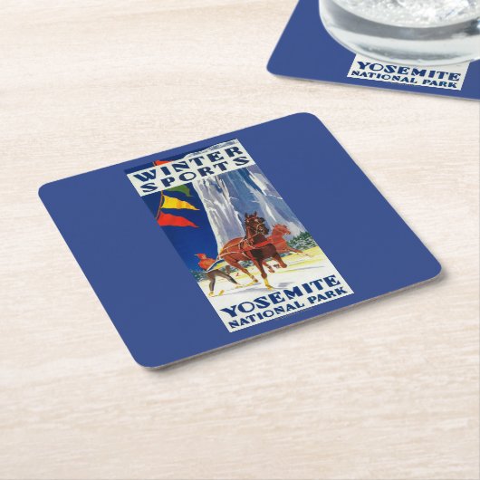 Winter-Sport bei Yosemite PosterYosemite, CA Rechteckiger Pappuntersetzer (angewinkelt)