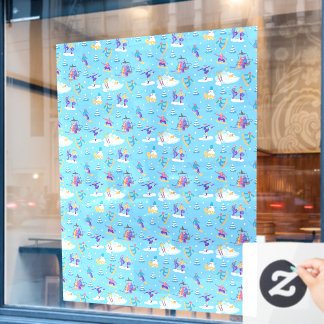 Winter Sport Eislaufen Skifahren Muster Skigeschäf Fensteraufkleber