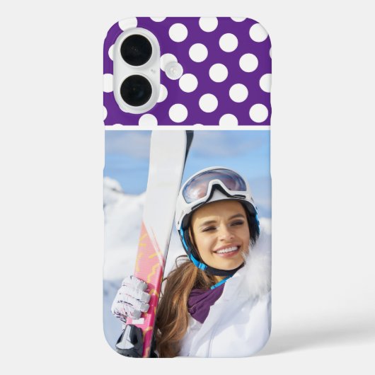 Winter Sport Foto Royal Lila White Polka Dot Case-Mate iPhone Hülle (Rückseite)
