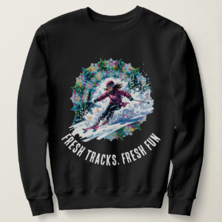 Winter-Sport-Frau Skifahrerin - Frische Spuren, Fr Sweatshirt