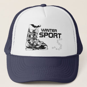 Winter Sport Ski Boot Black Hat Truckerkappe