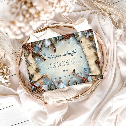 Winter Sports Baby Shower Diapper Raffle Begleitkarte