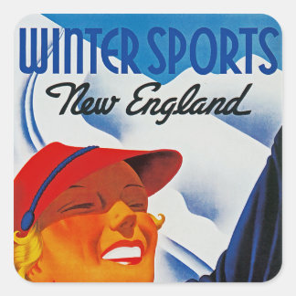 Winter Sports New England Quadratischer Aufkleber