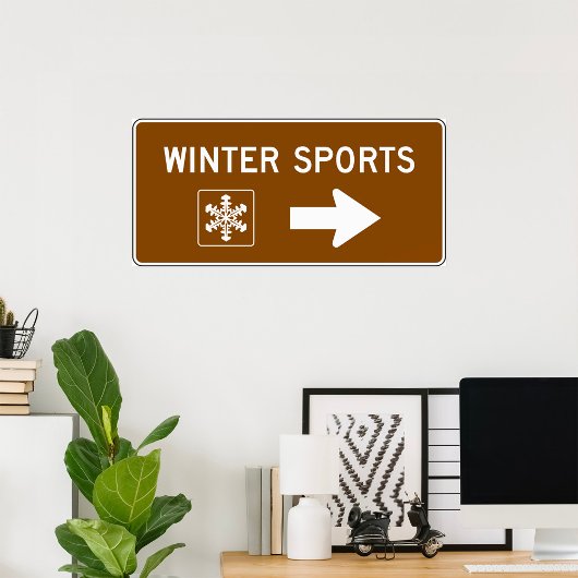Winter Sports Road Sign Poster