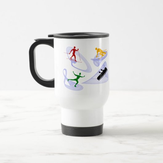 Winter Sports Silhouette Travel Mug Reisebecher (Links)