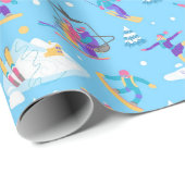 Winter Sports Skaten Ski Snowboarden Muster Geschenkpapier (Rolleneckpunkt)