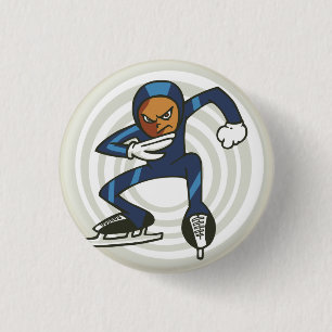 Winter Sports Speed Skater Flair Pinback Button