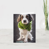 Winter Springer Spanisch Welppy Greeting Card Karte (Vorderseite)
