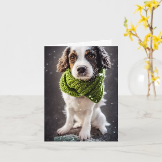Winter Springer Spanisch Welppy Greeting Card Karte (Gelbe Blume)