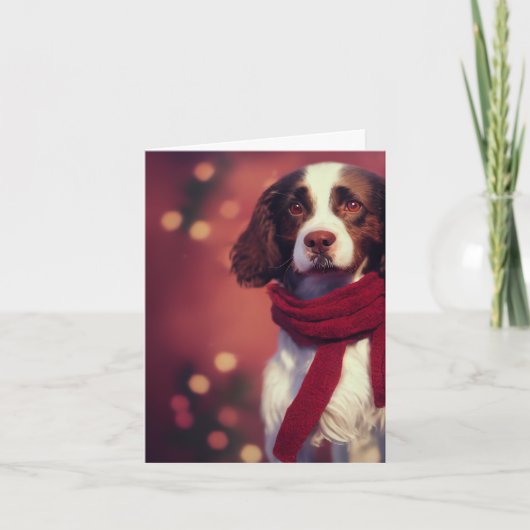 Winter Springer Spanisch Welppy Greeting Card Karte (Vorderseite)