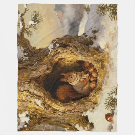 winter squirrel hiding nuts fleecedecke (Vorderseite)