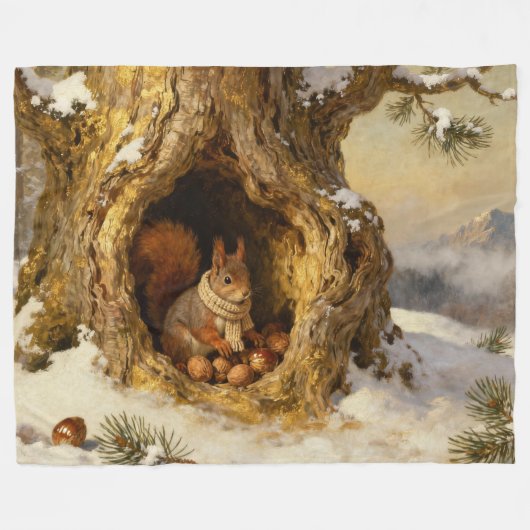 winter squirrel hiding nuts fleecedecke (Vorderseite (Horizontal))