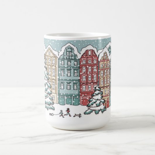Winter-Stadtszene Kaffeetasse (Mittel)