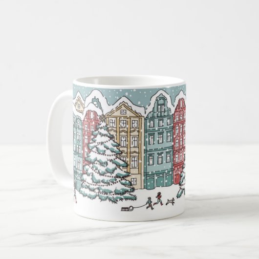 Winter-Stadtszene Kaffeetasse (Vorderseite Links)