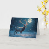 Winter Stag Moonlit Schneehochskarte Karte (Gelbe Blume)