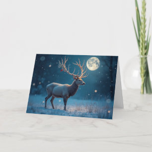 Winter Stag Moonlit Schneehochskarte Karte