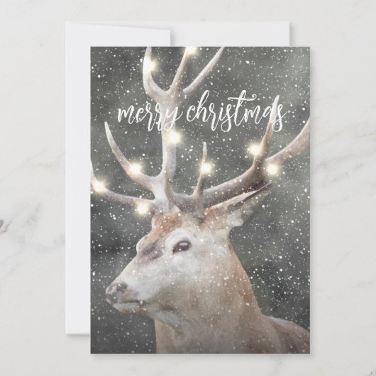 Winter Stag String Light Weihnachten Einladung (Vorderseite)