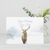 Winter Stag Weihnachtsfeiertage Elegantes Skript Feiertagskarte (Stehend Vorderseite)