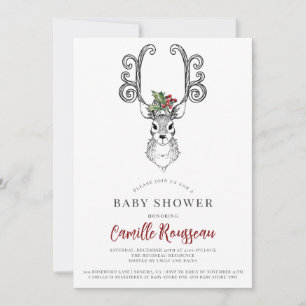 Winter Stag Whimsical Baby Dusche Einladung