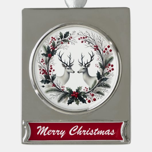 Winter Stag Wreath – Elegant Christmas Ornament (Vorderseite)