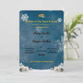 Winter Starry Night "Written in the Stars" Wedding Einladung (Stehend Vorderseite)