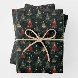 Winter Stars Weihnachtsbaumen Umschlagpapier Geschenkpapier Set