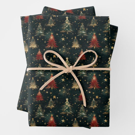 Winter Stars Weihnachtsbaumen Umschlagpapier Geschenkpapier Set (Beispiel)