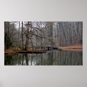 Winter Stone Bridge Dock Ricks Fordyce Pond Poster