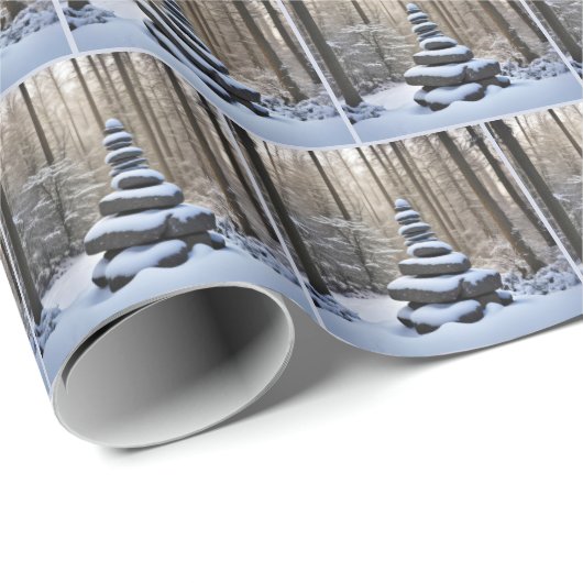 Winter Stone Cairn Geschenkpapier (Rolleneckpunkt)